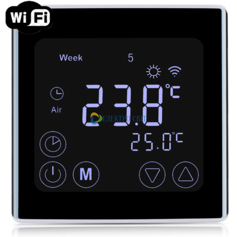 Wi-Fi терморегулятор C17 GH3 з датчиком температури підлоги, програмований, сенсорний